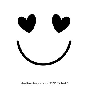 Smiling Face with Cute Hearts, Vector Design for Fashion and Poster Prints, Sticker, Card, Bag, Mug, Giftware, Magnet