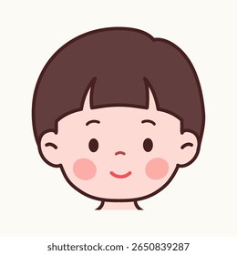 Smiling Face of a Cute Little Boy – Front View Vector Illustration