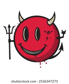 Smiling face devil,grunge emoji Smile Devil