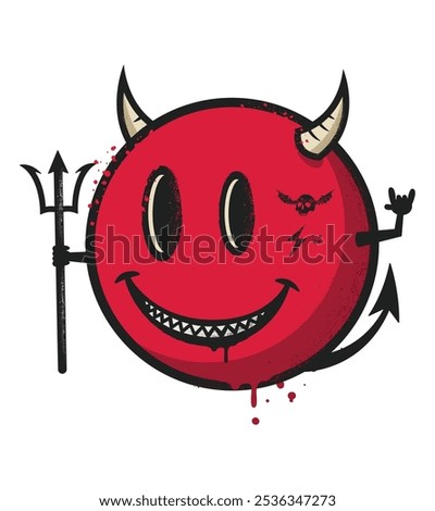 Smiling face devil,grunge emoji Smile Devil