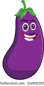 
smiling face eggplant vector design isolated on white background