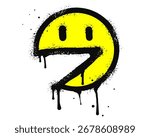 smiling face emoji character. Spray painted graffiti smile face in black over white. isolated on white background
