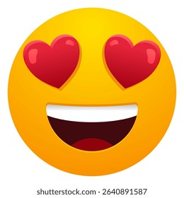 Smiling face emoji with heart eyes showing love and excitement,