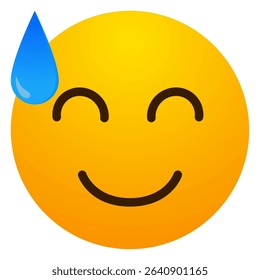 Smiling face emoji with sweat drop