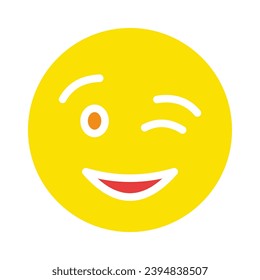 Smiling face. Emoticon, emotion, smile, wink, cheerful, joyful, happy, perky, online communication, send, sticker, friendly, message, texting, express. Colorful icon on white background - Shutterstock ID 2394838507