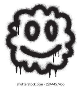 Smiling face emoticon graffiti with black spray paint . vector illustration.