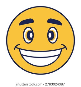 A smiling face emoticon with raised eyebrows on a white background, conveying a sense of happiness and friendliness