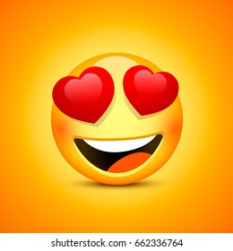 Smiling face emotions love, happy eyes. Vector illustration