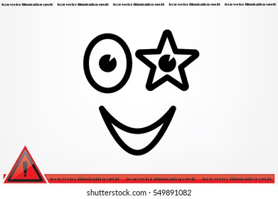 smiling face with the eye in the form of stars icon vector illustration eps10. Isolated badge happy smile, drawing for website or app - stock infographics
