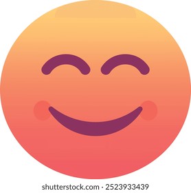 Smiley sorridente com olhos sorridentes ícone emoji. Cores modernas, elemento popular para mídias sociais e designs digitais. Emoticon, elemento isolado.