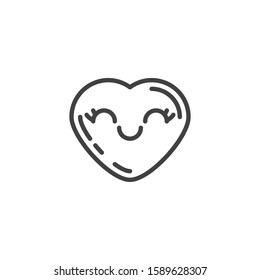 Smiling face with smiling eyes emoji line icon. linear style sign for mobile concept and web design. Happy heart shape emoticon outline vector icon. Love symbol, logo illustration. Vector graphics