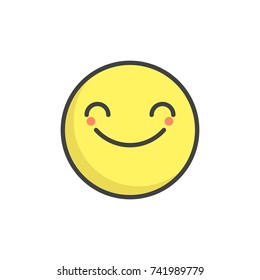Smiling face with smiling eyes emoticon filled outline icon, line vector sign, linear colorful pictogram isolated on white. Emoji smiley symbol, logo illustration. Pixel perfect vector graphics