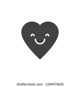 Smiling face with smiling eyes emoticon vector icon. filled flat sign for mobile concept and web design. Happy heart face character emoji solid icon. Symbol, logo illustration. Pixel perfect vector 