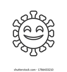Cara sonriente con un icono de la línea de ojos sonrientes. signo de estilo lineal para concepto móvil y diseño web. Icono del vector del contorno del emoticono del coronavirus feliz. Símbolo, ilustración del logotipo. Gráficos vectoriales
