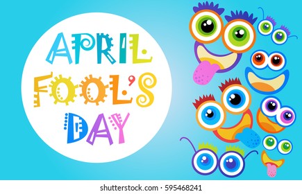 Smiling Face First April Fool Day Happy Holiday Greeting Card Flat Vector Illustration