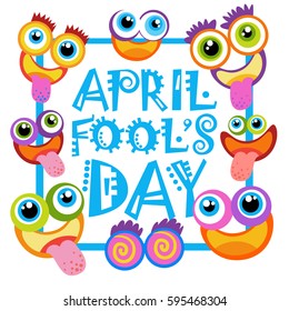Smiling Face First April Fool Day Happy Holiday Greeting Card Flat Vector Illustration