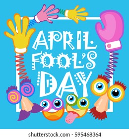 Smiling Face First April Fool Day Happy Holiday Greeting Card Flat Vector Illustration