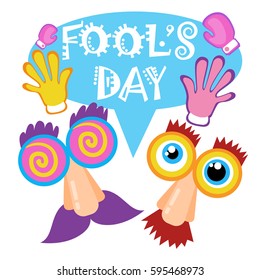 Sonriente Cara Primer Día del Inocente Feliz Día de la Festividad Tarjeta de felicitación Vector Plano Ilustración