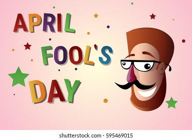 Smiling Face First April Fool Day Happy Holiday Greeting Card Flat Vector Illustration