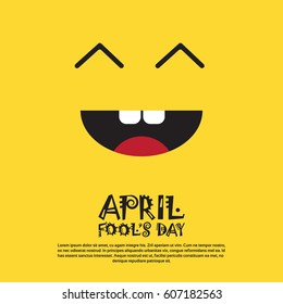 Smiling Face First April Fool Day Happy Holiday Greeting Card Flat Vector Illustration