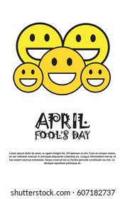 Smiling Face First April Fool Day Happy Holiday Greeting Card Flat Vector Illustration