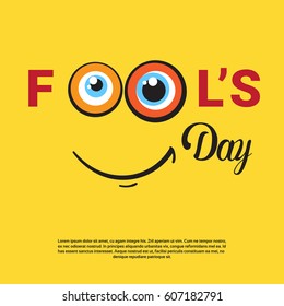 Smiling Face First April Fool Day Happy Holiday Greeting Card Flat Vector Illustration