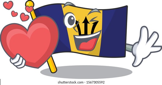 Smiling face flag barbados With heart vector illustration