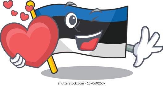 Smiling face flag estonia With heart vector illustration