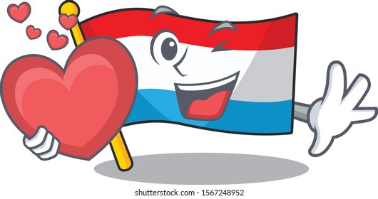 Smiling face flag luxembourg With heart vector illustration