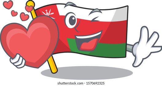Smiling face flag oman With heart vector illustration