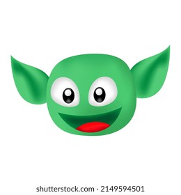 smiling face green monster dwarf head, vector illustration art. doodle icon image kawaii.