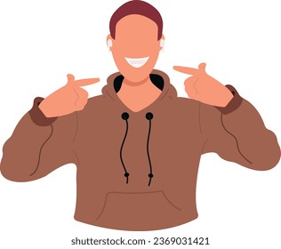 Smiling face of guy with braces proud of their journey to straighter teeth and self-confidence.flat vector illustration