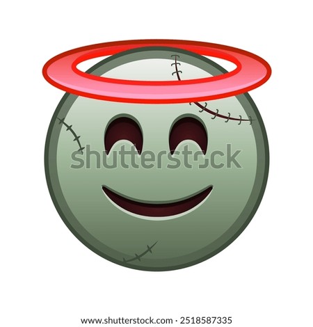 Smiling face with halo above head Large size of zombie halloween emoji