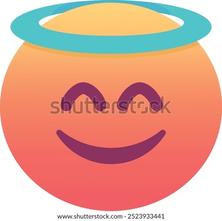 Smiling face with halo emoji icon. Trendy colors, popular element for social media and digital designs. Emoticon, isolated element.