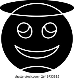 Smiling Face with Halo Glyph Vector Icon Design