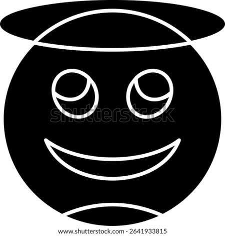 Smiling Face with Halo Glyph Vector Icon Design