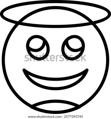 Smiling Face with Halo Line Vector Icon Design