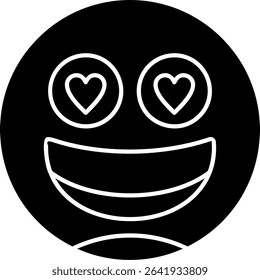 Smiling Face with Heart Ey Glyph Vector Icon Design