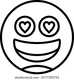 Smiling Face with Heart Ey Line Vector Icon Design