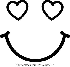 smiling face with heart eyes outline vector.
Valentine's Day Smiley Emoji Icon.
Isolated Valentine's Day element.
Transparent background.