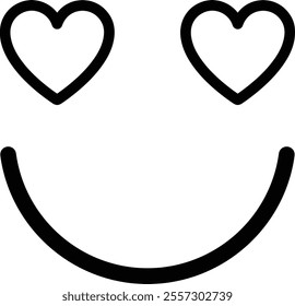 smiling face with heart eyes outline vector.
Valentine's Day Smiley Emoji Icon.
Isolated Valentine's Day element.
Transparent background.