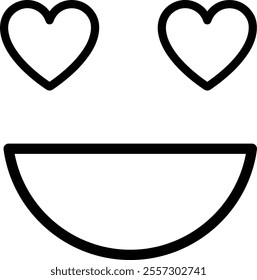 smiling face with heart eyes outline vector.
Valentine's Day Smiley Emoji Icon.
Isolated Valentine's Day element.
Transparent background.