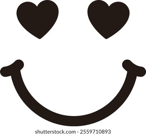 smiling face with heart eyes silhouette.
Valentine's Day Smiley Emoji Icon.
Isolated Valentine's Day element.
Transparent background.