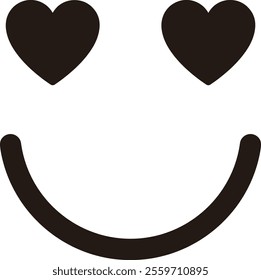 smiling face with heart eyes silhouette.
Valentine's Day Smiley Emoji Icon.
Isolated Valentine's Day element.
Transparent background.