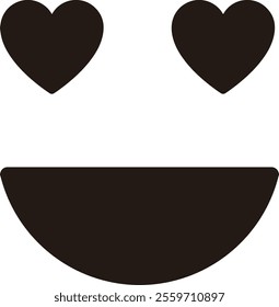 smiling face with heart eyes silhouette.
Valentine's Day Smiley Emoji Icon.
Isolated Valentine's Day element.
Transparent background.