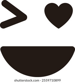 smiling face with heart eyes silhouette.
Valentine's Day Smiley Emoji Icon.
Isolated Valentine's Day element.
Transparent background.