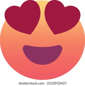 Smiling face with heart-eyes emoji icon. Trendy colors, popular element for social media and digital designs. Emoticon, isolated element.