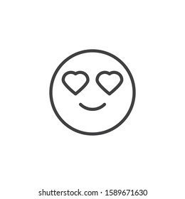 Smiling Face With Heart-Eyes emoji line icon. linear style sign for mobile concept and web design. Looking Love emoticon outline vector icon. Symbol, logo illustration. Vector graphics