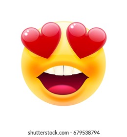 Smiling Face With Heart-Eyes Emoji. Smiley Face. Happy Emoticon. Laughing Emoticon. Smile icon. Isolated Vector Illustration on White Background