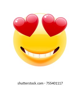 Smiling Face With Heart-Eyes Emoji. Smiley Face. Happy Emoticon. Laughing Emoticon. Smile icon. Isolated Vector Illustration on White Background